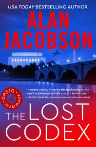 Cover of THE LOST CODEX by Alan Jacobson, an OPSIG Team Black thriller